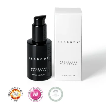 Seabody Aquasurge Day Serum Packaging and Awards