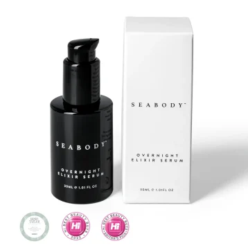 Seabody Overnight Elixir Serum Packaging and Awards