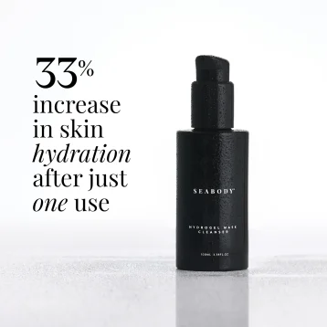 Seabody Hydrogel Mask Cleanser Mask Clinial Trials 33% increase in Hydrayion after one use