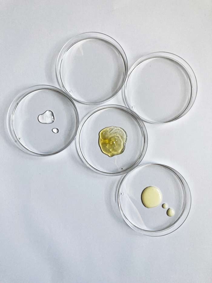 skincare on petri dishes